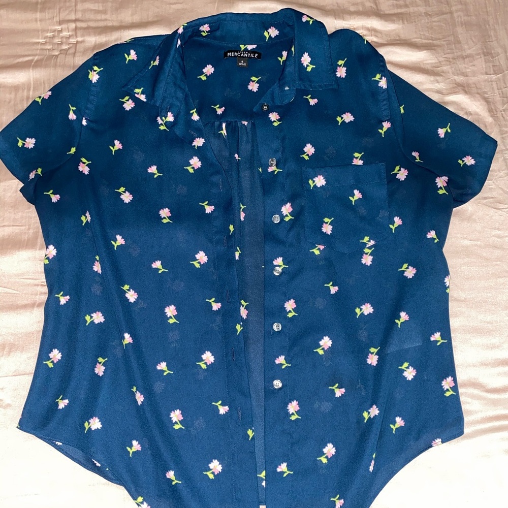 jcrew tie front collared shirt in floral print